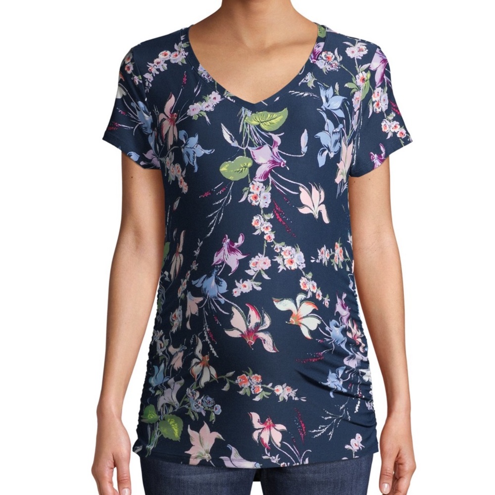 Maternity Basic Short Sleeve Floral T-Shirt - Picture 9 of 11